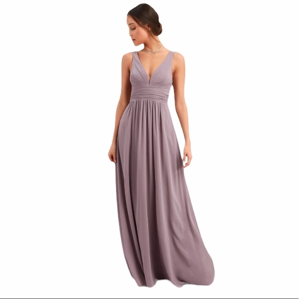 NWOT LULU’S Leading Role Taupe Maxi Dress